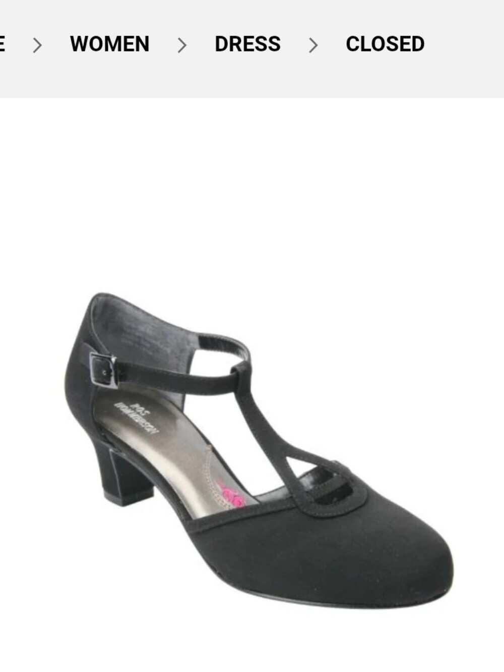 Ros Hommerson Heidi Black Microfiber T-Strap Heeled Pumps Size 7.5N NWT